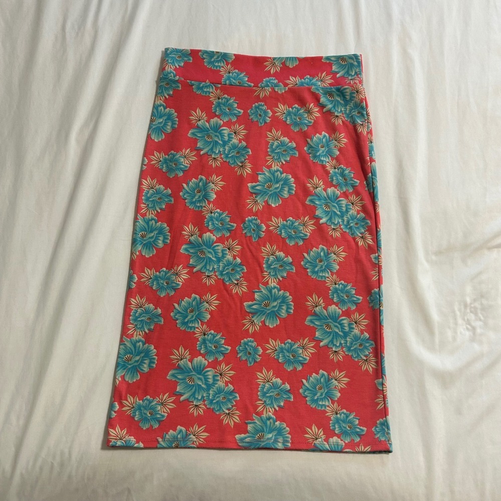 Azules Floral Midi Pencil Skirt Pink Blue Tropical Bodycon Stretch ASK9014PT M‎